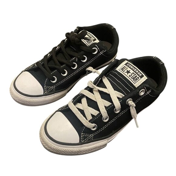 Converse All Star Kids Knit Slip Sneakers Black/White Youth Size 2.5 - Picture 1 of 8